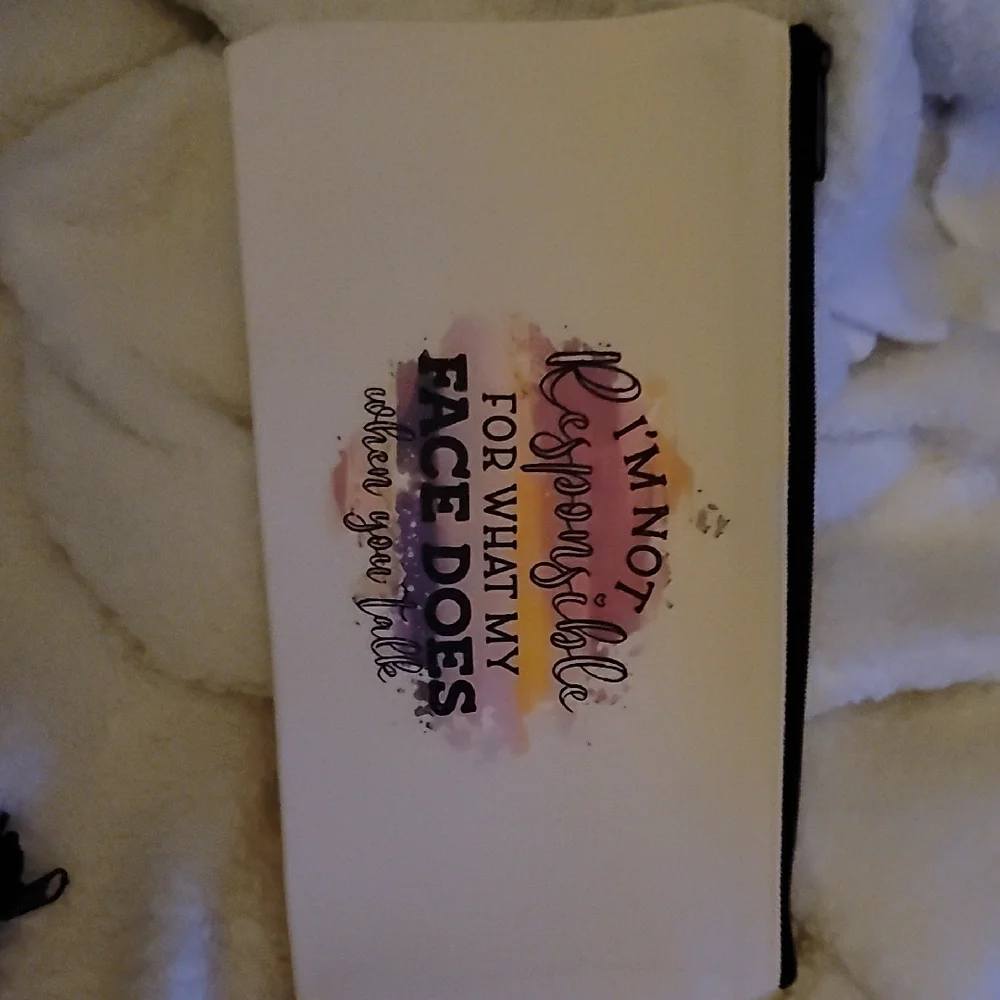 White and Black Zippered Pouch